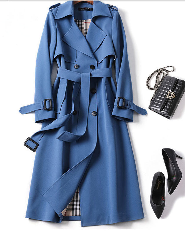 Jane | Long Trench Coat with Checked Lining