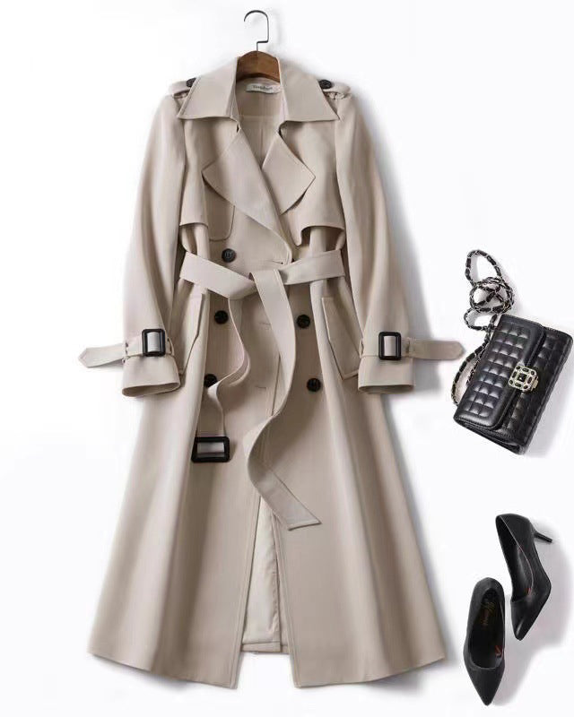 Jane | Long Trench Coat with Checked Lining