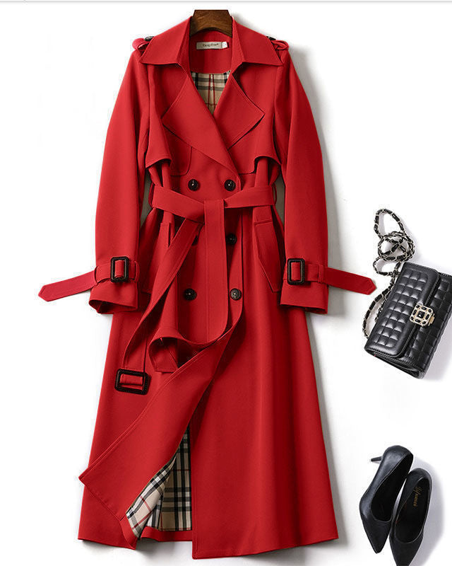 Jane | Long Trench Coat with Checked Lining