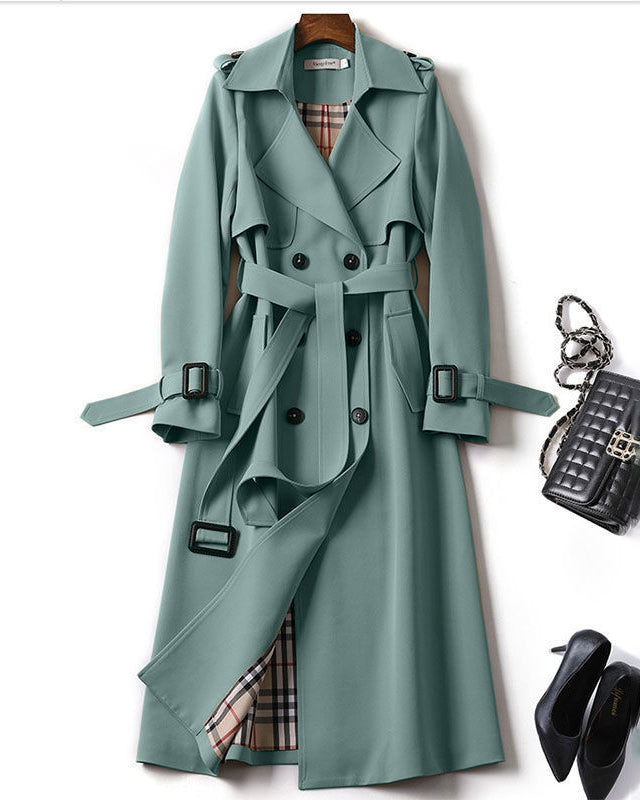 Jane | Long Trench Coat with Checked Lining