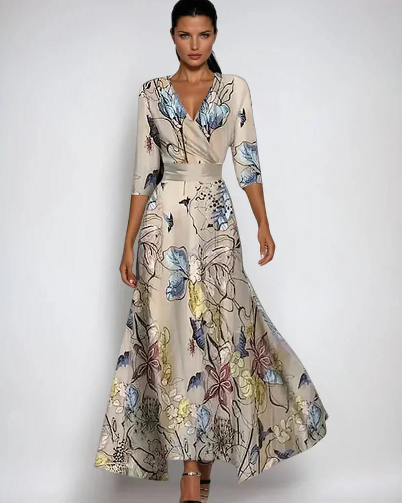 Elle | Elegant Floral Wrap Dress