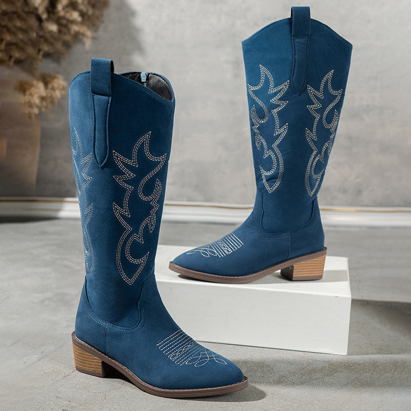 Claire | Retro Embroidered Western Boots