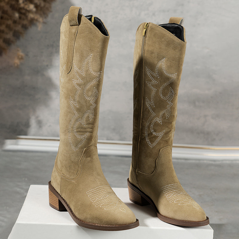 Claire | Retro Embroidered Western Boots