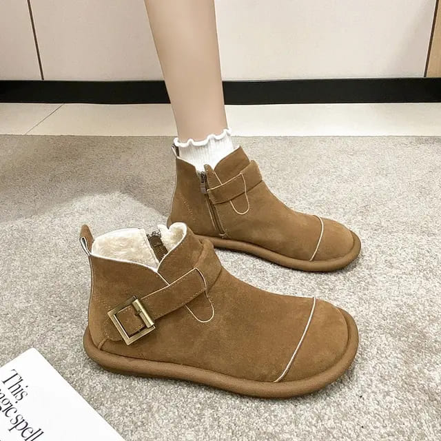 Ann | Retro Cowhide Casual Ankle Boots