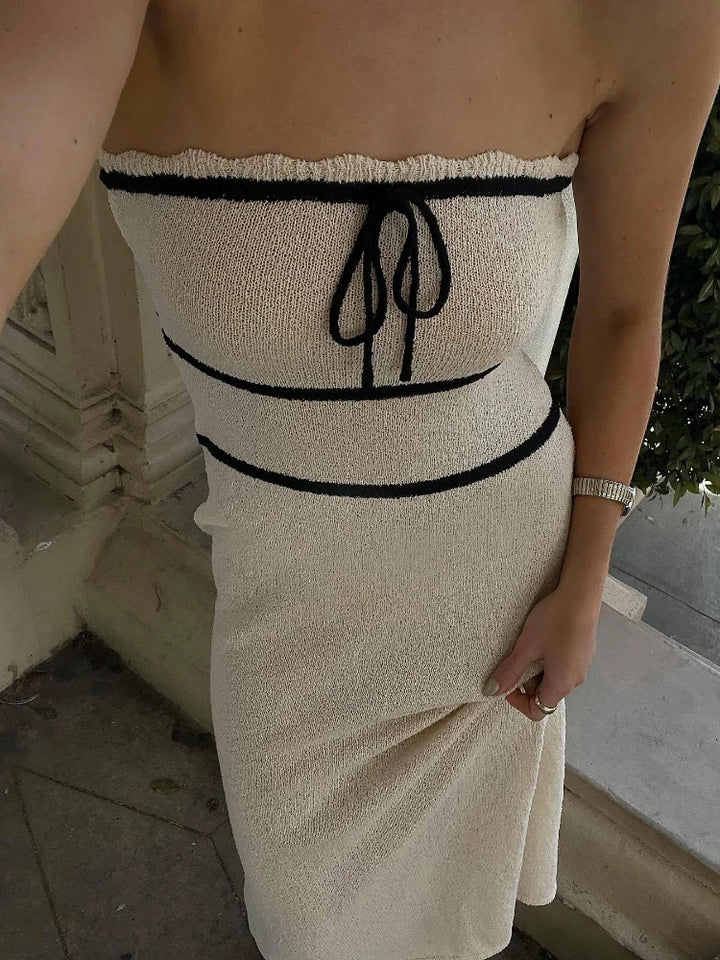 Lucille | Knitted Strapless Long Dress