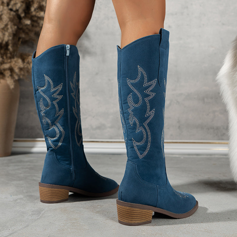 Claire | Retro Embroidered Western Boots