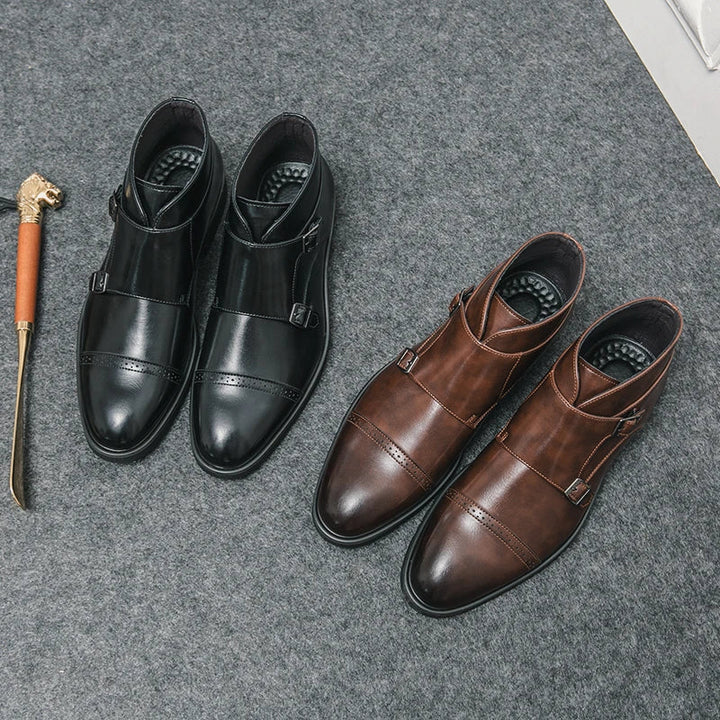 Darell | Leather Boots with Double Monk Strap