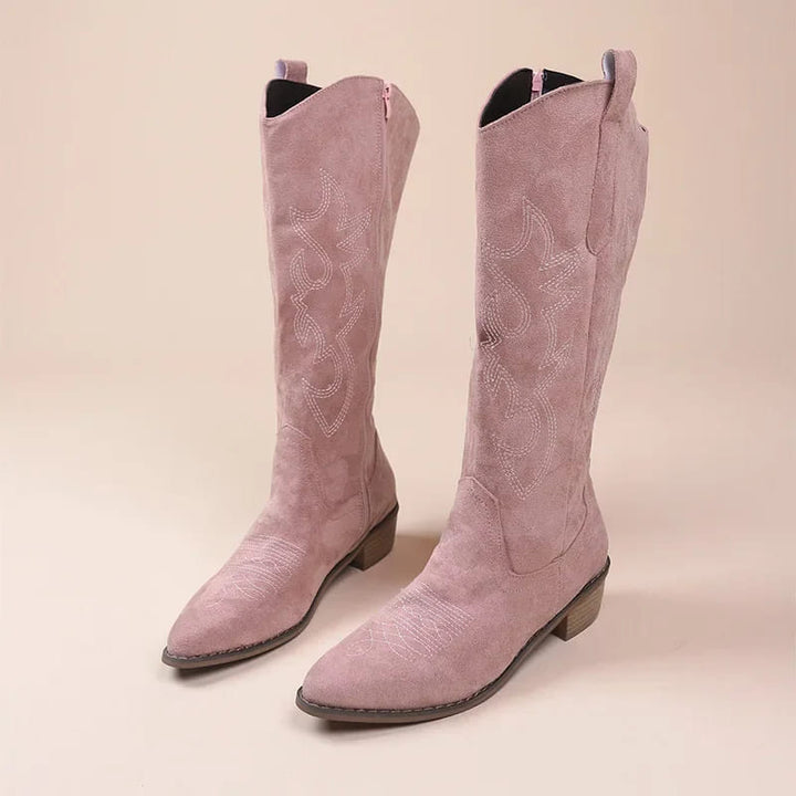 Claire | Retro Embroidered Western Boots