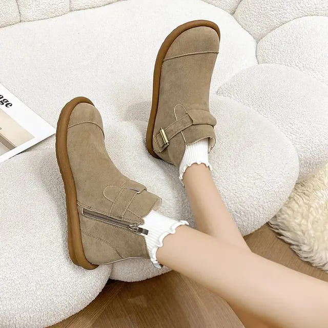 Ann | Retro Cowhide Casual Ankle Boots