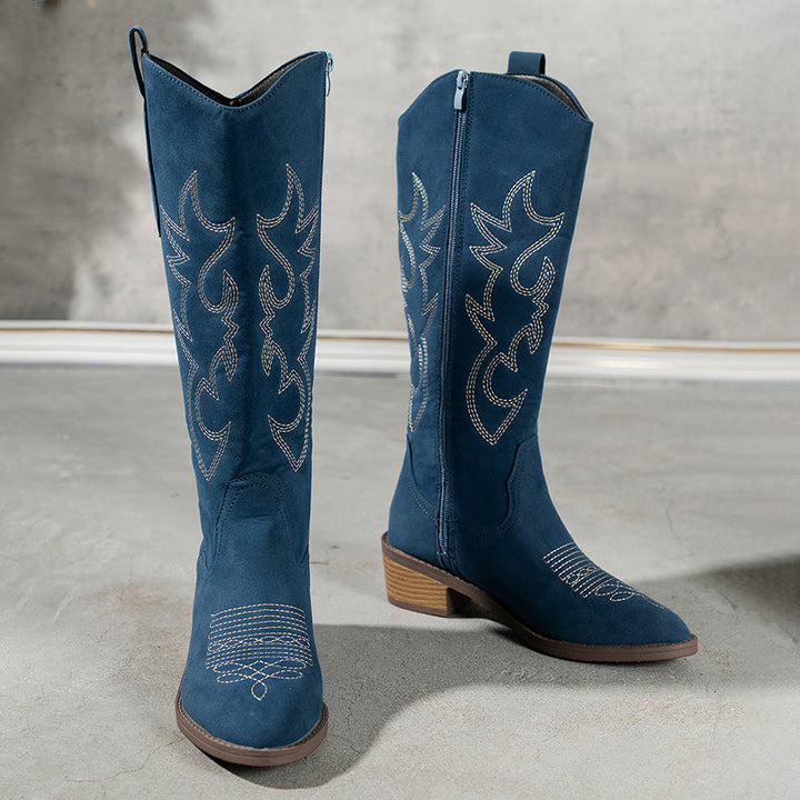 Claire | Retro Embroidered Western Boots