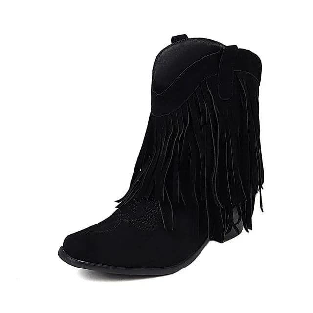 Jenny | Fringed Tassel Cowboy Ankle Boots