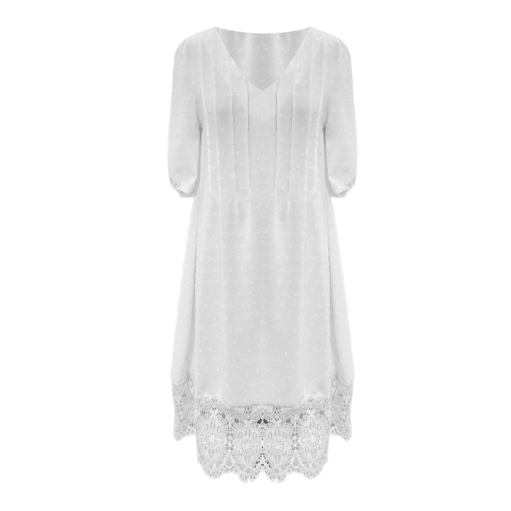 Liv | Elegant White Half-Sleeve Lace Dress