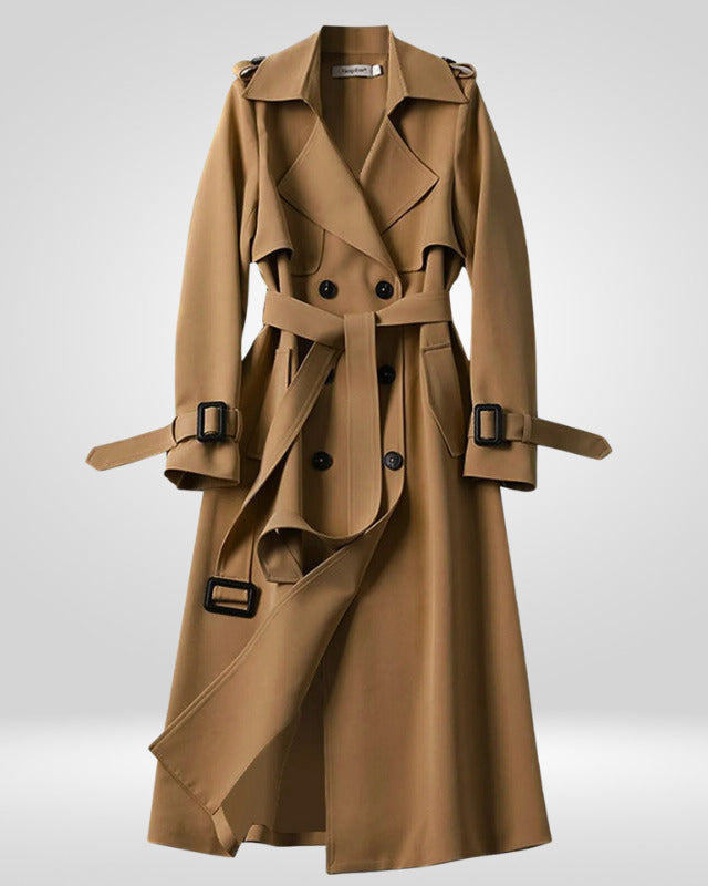 Jane | Long Trench Coat with Checked Lining