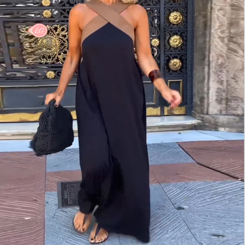 Linde | Elegant Cross Neck Dress