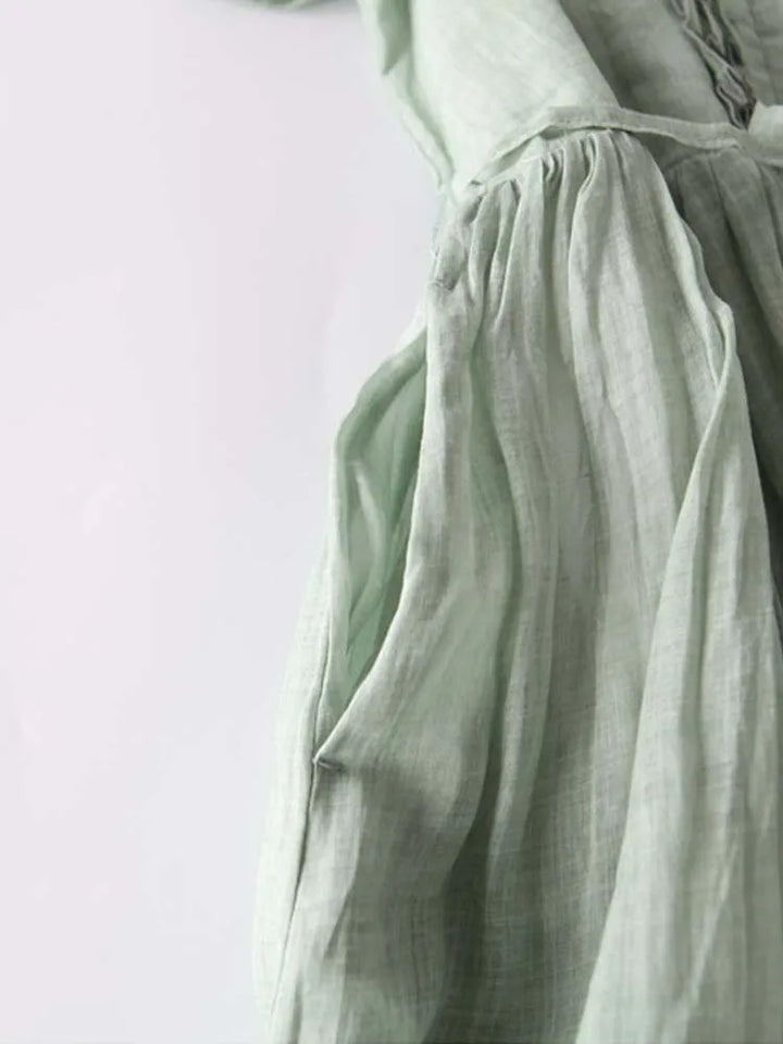 Aria | Retro Round Neck Dress with Waist Tie