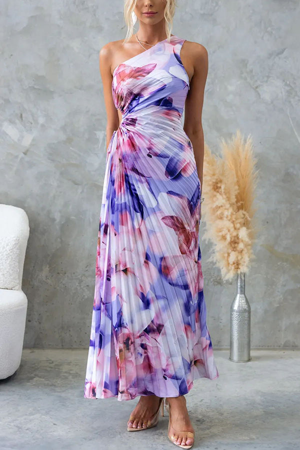 Deya | Floral Print One Shoulder Maxi Dress