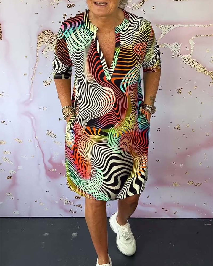 Lia | Colourful V-Neck Dress