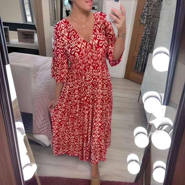 Isa | Elegant Boho Printed Dress