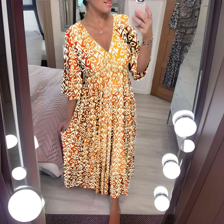 Isa | Elegant Boho Printed Dress