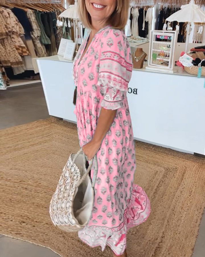 Modena | Casual Printed V-Neck Dress