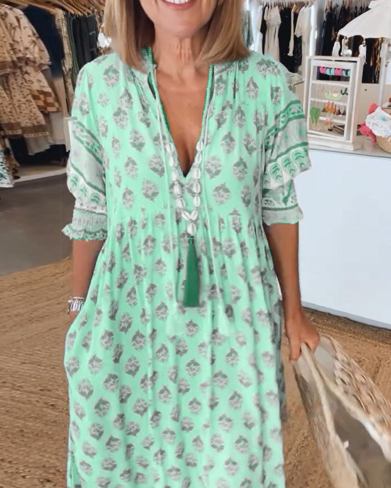 Modena | Casual Printed V-Neck Dress