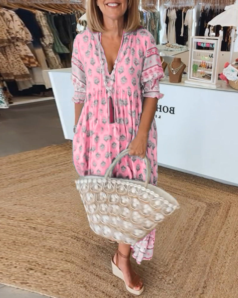 Modena | Casual Printed V-Neck Dress