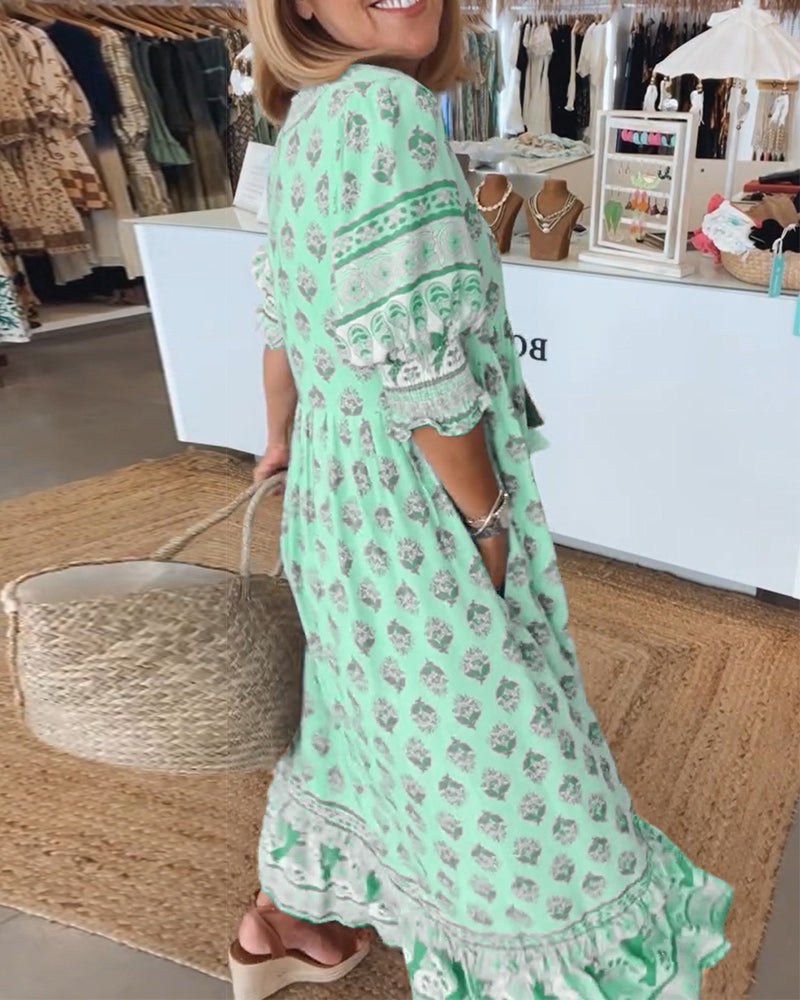 Modena | Casual Printed V-Neck Dress