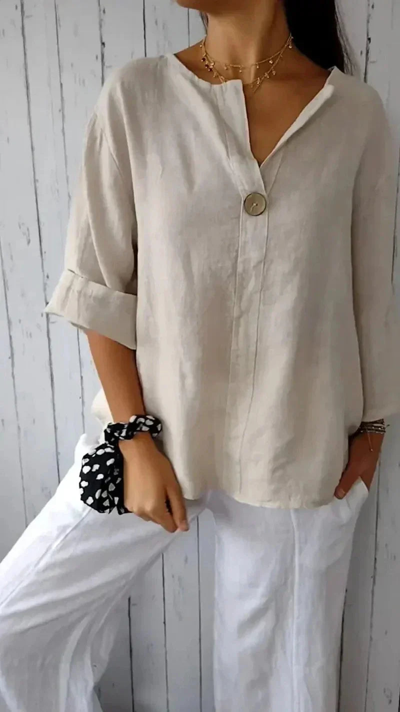 Iselle | V-neck Mid-Sleeve Shirt