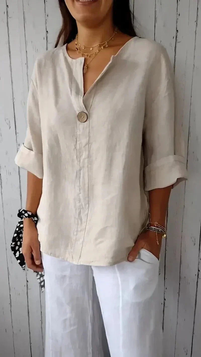 Iselle | V-neck Mid-Sleeve Shirt