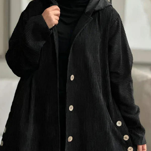 Alana | Chic Ribbed Coat with Elegant Hood